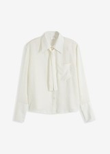 Neu Satin-Bluse mit Schluppe