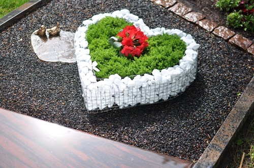 Herz 35x35x6 kies grabschmuck - herz,