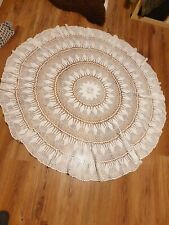 Handgemachte Häkelspitze 150 cm rund Tischdecke  Weiß Baumwolle Spitze Landhaus