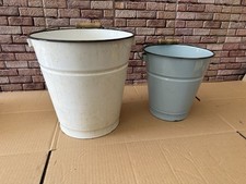DDR Eimer   2 Stück Wassereimer Emaille hellblau shabby chic Ostalgie