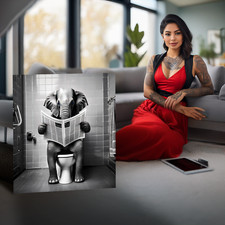 Kunstwerk "Elephant on Toilet"