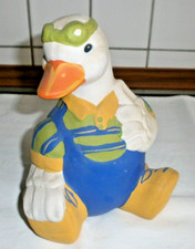 Keramik Ente im Blaumann Ente Garten Deko Figur Skulptur
