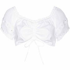 Dirndl-Carmenbluse mit Glitzerdetails Gr. 36 bis 54 Weiß Trachten Bluse Neu