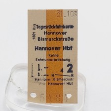 Fahrkarte Fahrschein Tagesrückfahrkarte Hannover Bismarckstraße Hannover 1969