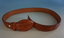 RS0721-124: Justin American Gürtel Leder Strauß Ostrich braun Gr. 32