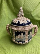 Steingut Bowle Topf  5 Liter mit Verzierungen von Burgen