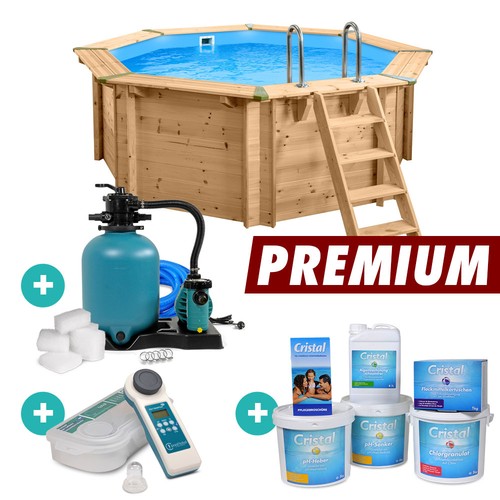 Achteck massivholzpool set - achteck,
