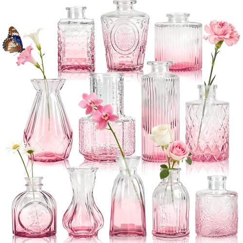 Glasvasen set stk rosa - 12,