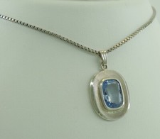 Vintage Damen 835er Silber Kette & Anhänger mit Topas 835er Silber
