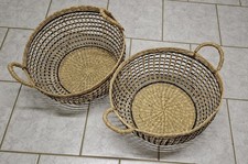 2 Stück Seegraskorb Rund - geflochten 