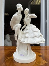 Schwarzburger Figur 34 cm Porzellan Figur Harlekin mit Tänzerin C. Volkhart 1913