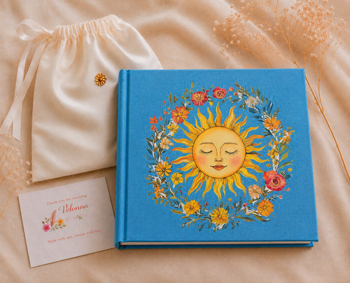 Leinen fotoalbum blumen - leinen,