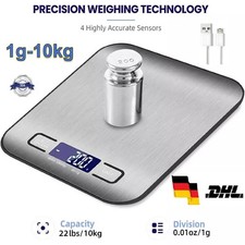 3in1 USB/Akku 1g/10kg Digitale Feinwaage Präzisionswaage Küchenwaage Gramm Waage