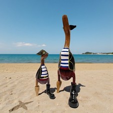 Deko Holz Statue Ente Pirat