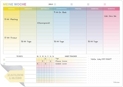 Tobja whiteboard wochenplaner - whiteboard,