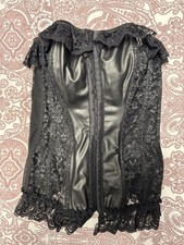 Korsage Corsage Korsett Mit Rüschen Spitze Leder Mesh Schwarz S