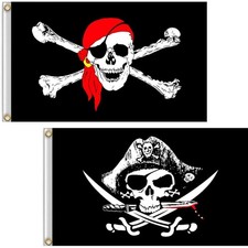 2er Set bunte Piratenflaggen