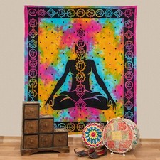 Wandbehang Wandteppich AUM Tagesdecke Tuch Indien Chakra Buddha Meditation XXL