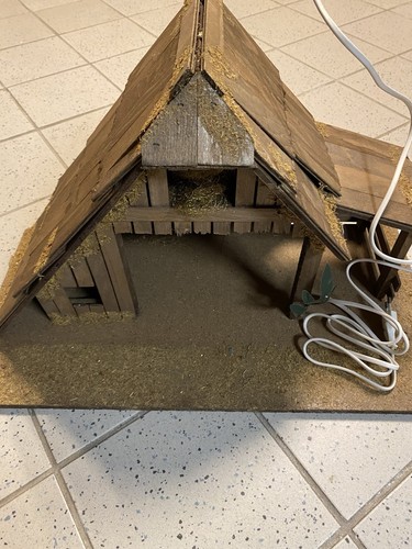 Krippe mit licht holz ca - krippe,