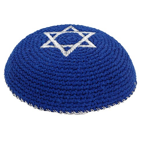 Blau gestrickte kippa - 16,