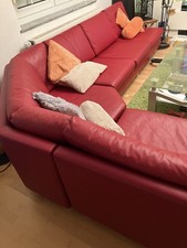Ledercouch Rot U-Form