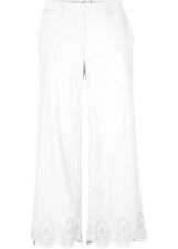 Neu 7/8 Marlenehose Gr. 40 Weiß Damen Hose mit Lochstickerei Pants