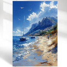 Leinwand Bild Strand Meer Boot
