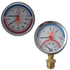 Thermometer Manometer Thermomanometer 120°C 4, 6-bar, Hintergewinde Untergewinde
