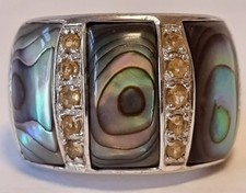A0903 - Solider 925er Silber Ring mit Abalone / Seeopal Schmuck - 8,07 g