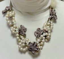 extravagante Damen Halskette Süsswasser Zuchtperlen 9-10mm Perlen Unikat NEU