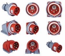 CEE Stecker mit Phasenwender Wandstecker Einbaustecker 5-polig 16A 32A IP44 IP67