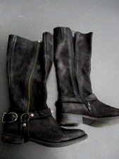 Sommerkind Stiefel TOP tief schwarz Leder 37 Reißverschluss Bikerstiefel