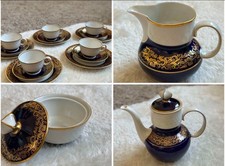 Edles Reichenbach Porzellan Mokkaservice – Kobalt Blau & 24K Gold – 5 Personen