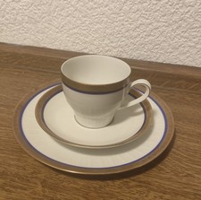 Vintage Scherzer Bavaria Kobalt Porzellan Tasse, Unterteller und Teller