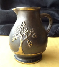 Gilde Handwerk Krug  Vase Kanne Gefäß Messing 843g Massiv Baum verziert Vintage