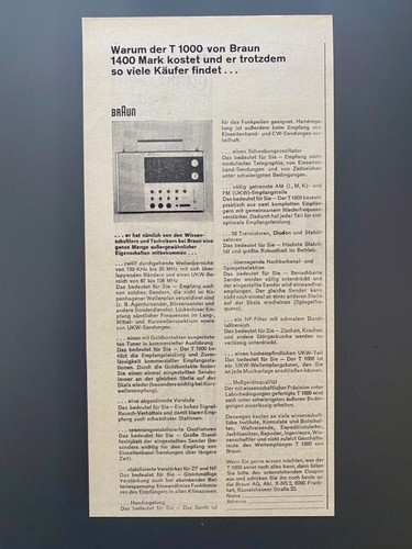 Braun 1000 weltempfänger - t,
