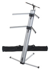 Superklasse Keyboardständer inkl. Tragetasche und Pronomic Microstativ in Silber