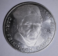 5 DM Gedenkmünze Carl Friedrich Gauss | 1977 | Prägeanstalt: J