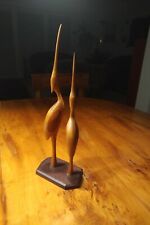 Figur Storchenpaar aus Kirschholz Fuß Mahagoni gebeizt Markenlos Handgefertigt 