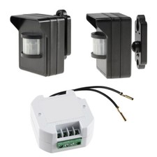 Funk Set AUßEN Bewegungsmelder Batteriebetrieb 230V 3-Draht UP Empfänger Melder