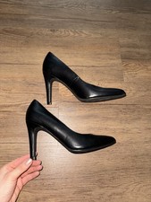 Stiletto Spitz High Heel Schwarz Leder Pumps Gr. 38