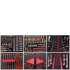 Werkzeugwagen Einlagen 6 Werkzeugeinlagen Set Nüsse, Ringratschen in Schaumstoff