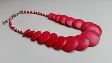 Halskette 48 cm rot weiß Holz