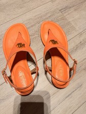 Ralph Lauren Damen Sandalen Zehentrenner, Größe 37 Echtleder Orange