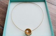 Pierre Lang Halsreif Gold Perle Kette Halskette Collier Omega