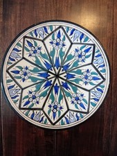 Tunesischer Wandteller / Dekoteller, Vintage Keramik, Art Pottery, Ø ca. 33 cm
