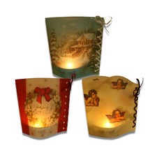 Windlicht Teelicht Serviettentechnik Set Weihnachtsdekoration Weihnachtsmotive