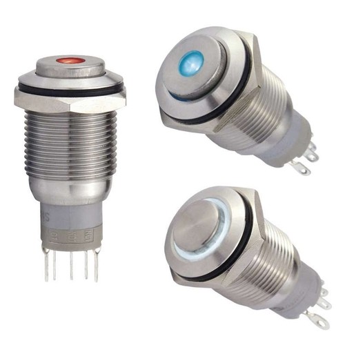Edelstahl taster 16mm led ring - edelstahl,