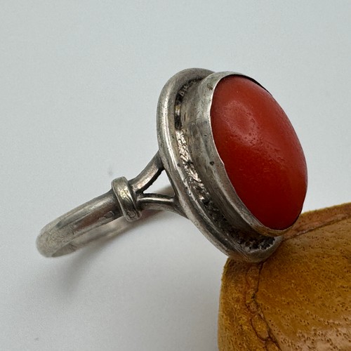 Silber ring mit roter - roter, koralle