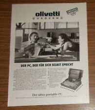 Seltene Werbung OLIVETTI QUADERNO Laptop Ultra Portable Computer 1992